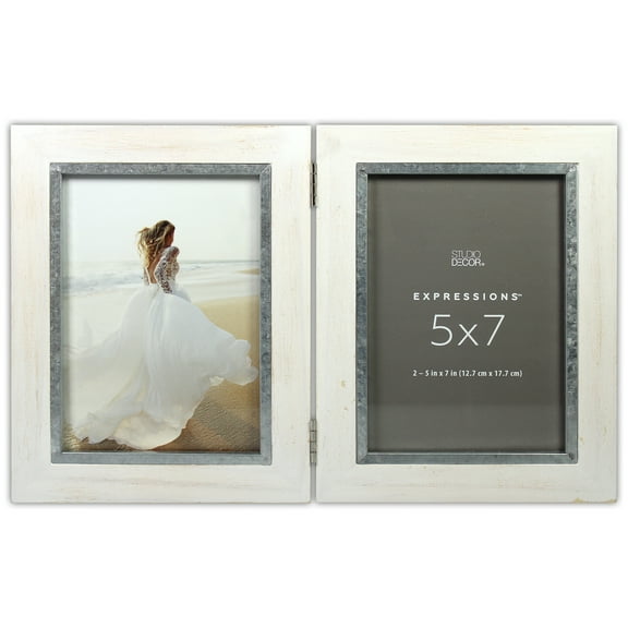Expressions 2 Opening 5" x 7" White Hinged Collage Frame by Studio Decor