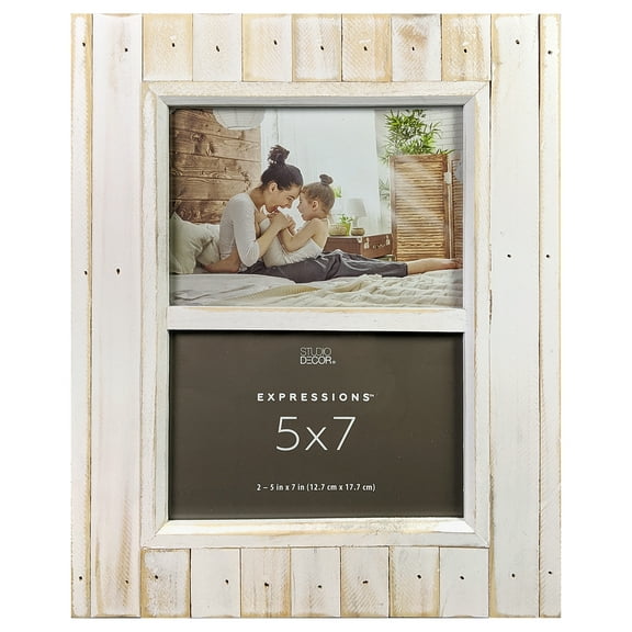 Expressions 2 Opening 5" x 7" White Salvage Chic Frame by Studio Decor