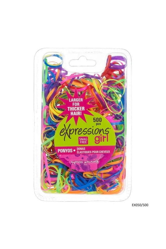 2334260 Bright Large Elastic Bands for Thicker Hair, Assorted - 500 Count - Case of 48