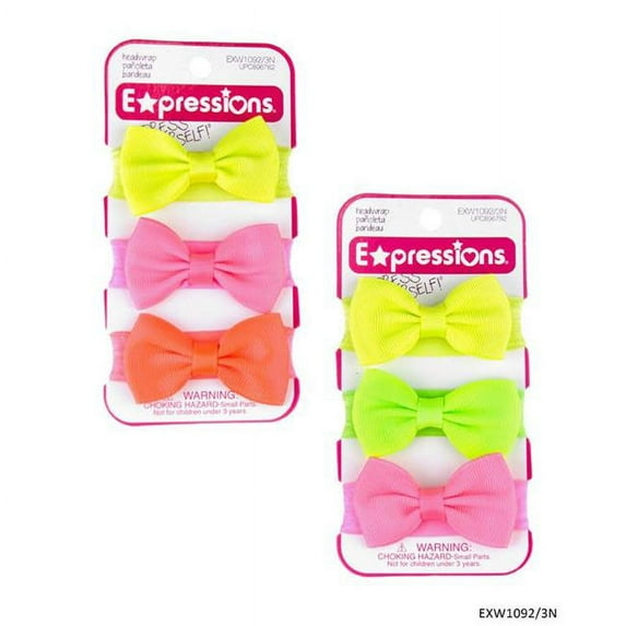 Expressions 2334552 Neon Bow Headwrap, Assorted Color - 3 Piece - Case of 48