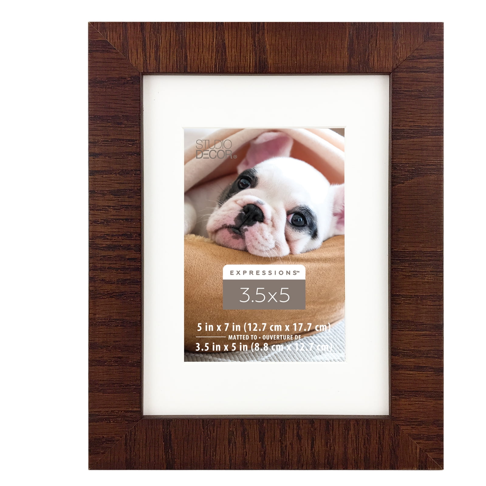 Espresso Rustic Wood 3.5" x 5" Picture Frame with Mat