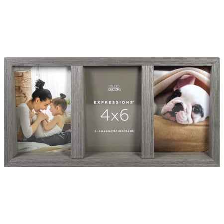 Studio Decor Expressions 3 Opening 4" x 6" Gray Angled Collage Frame