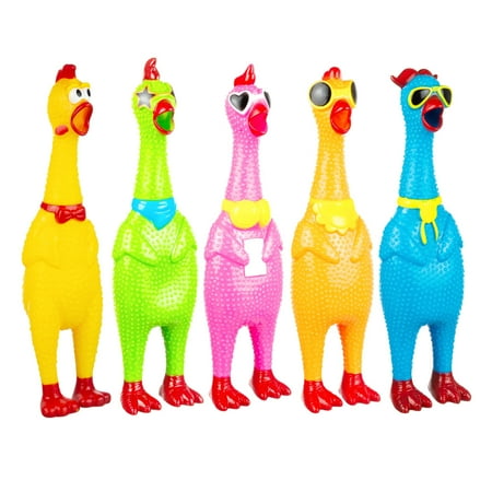 Expressions 3 PACK Silly Screaming Chicken Set - Tactile Squeaky Chicken Squeeze Toy For Fun and Entertainment