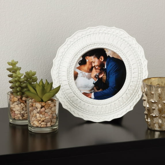 Expressions™ 4" x 4" White Round Frame by Studio Décor®