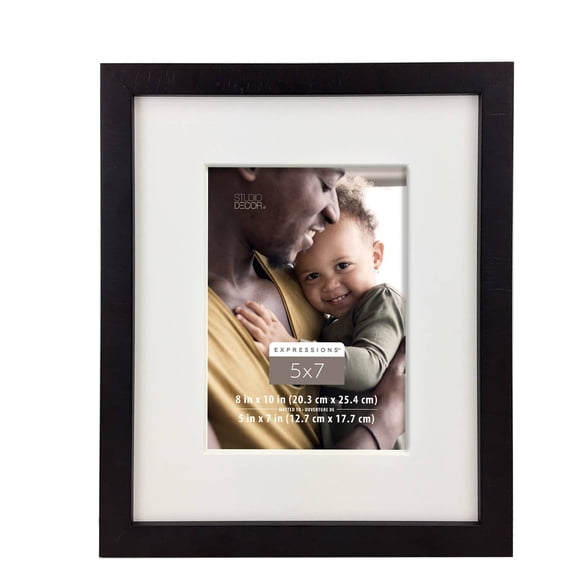 Expressions 5" x 7" Dark Oak Cross Grain Frame with Mat by Studio Decor
