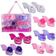 Expressions 6pc Dress Up Royalty Shoes with Heels Set in Carrying Bag - Fits Toddler Shoe Size 7-10 - Toddler Girls Kids Toys Role Play Playset