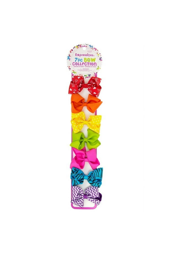 7PC Grosgrain Bow Clip Happy Birthday Collection
