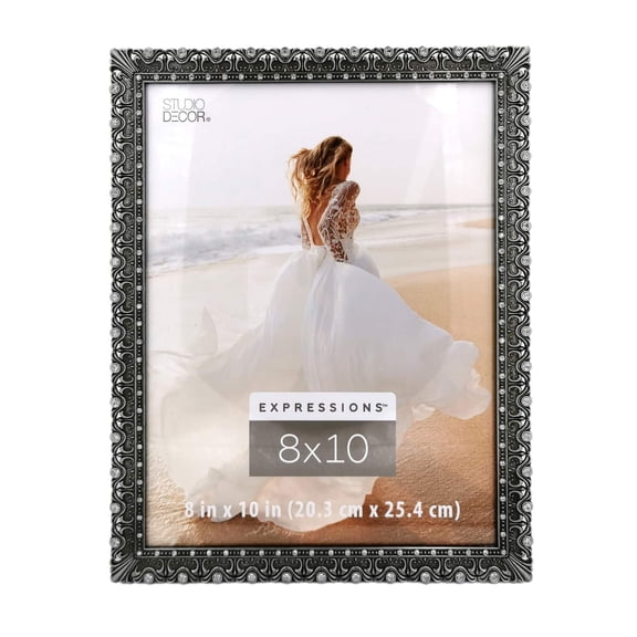 Expressions 8" x 10" Pewter Ornate Jeweled Frame by Studio Decor