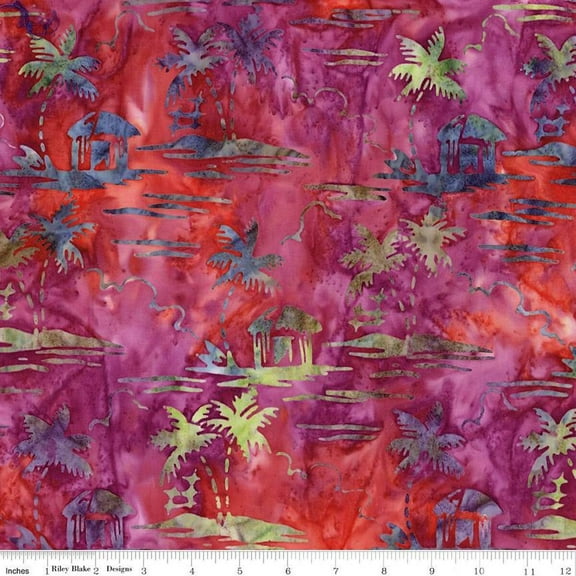 Expressions Batiks Places You'll Go Raspberry Nightshade Cotton Fabric (Yard)