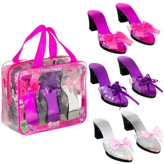 Expressions Dress Up Royalty Kids Heels, 3-Pack Set with Bright Colored Princess Dress Up Shoes