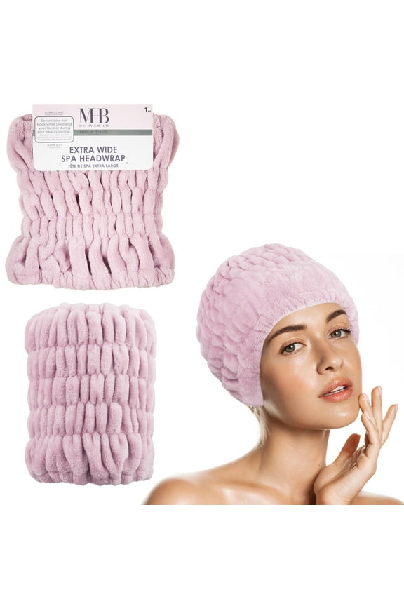 Extra Wide Spa Headwrap - Pink, 1pc Super Soft Microfiber Material Hair Band/Stylish Spa Headband, Salon-Quality Hair Wrap