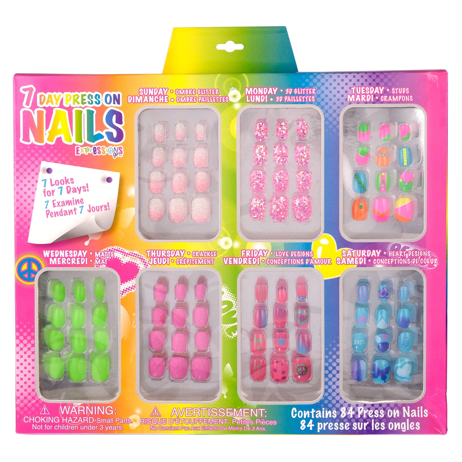 Expressions Girl Days Of The Week Press On Nails, 84 Ct 