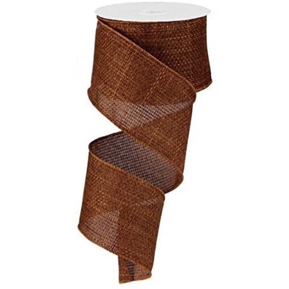 Expressions Rust Brown Cross Royal Burlap Wired Edge Ribbon 2.5", Rust Brown - 10 Yards : RG121274