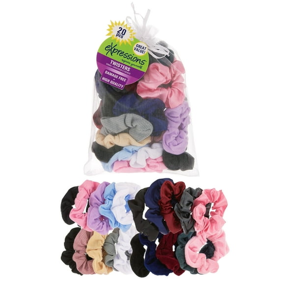 Expressions Scrunchie Hair Tie, Multicolor, 20 ct