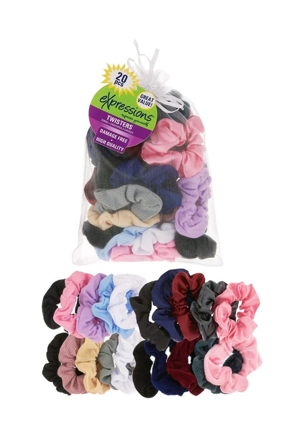 Scrunchie Hair Tie, Multicolor, 20 ct