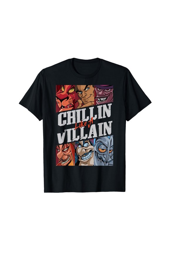 Expressive Cartoon Villains Group Portrait T-Shirt for Fun and Unique Style