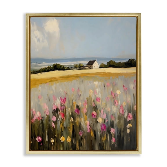 Stupell Industries Expressive Coastal Cottage Gold Framed Floater Canvas Wall Art, design by Franklyn Gregory