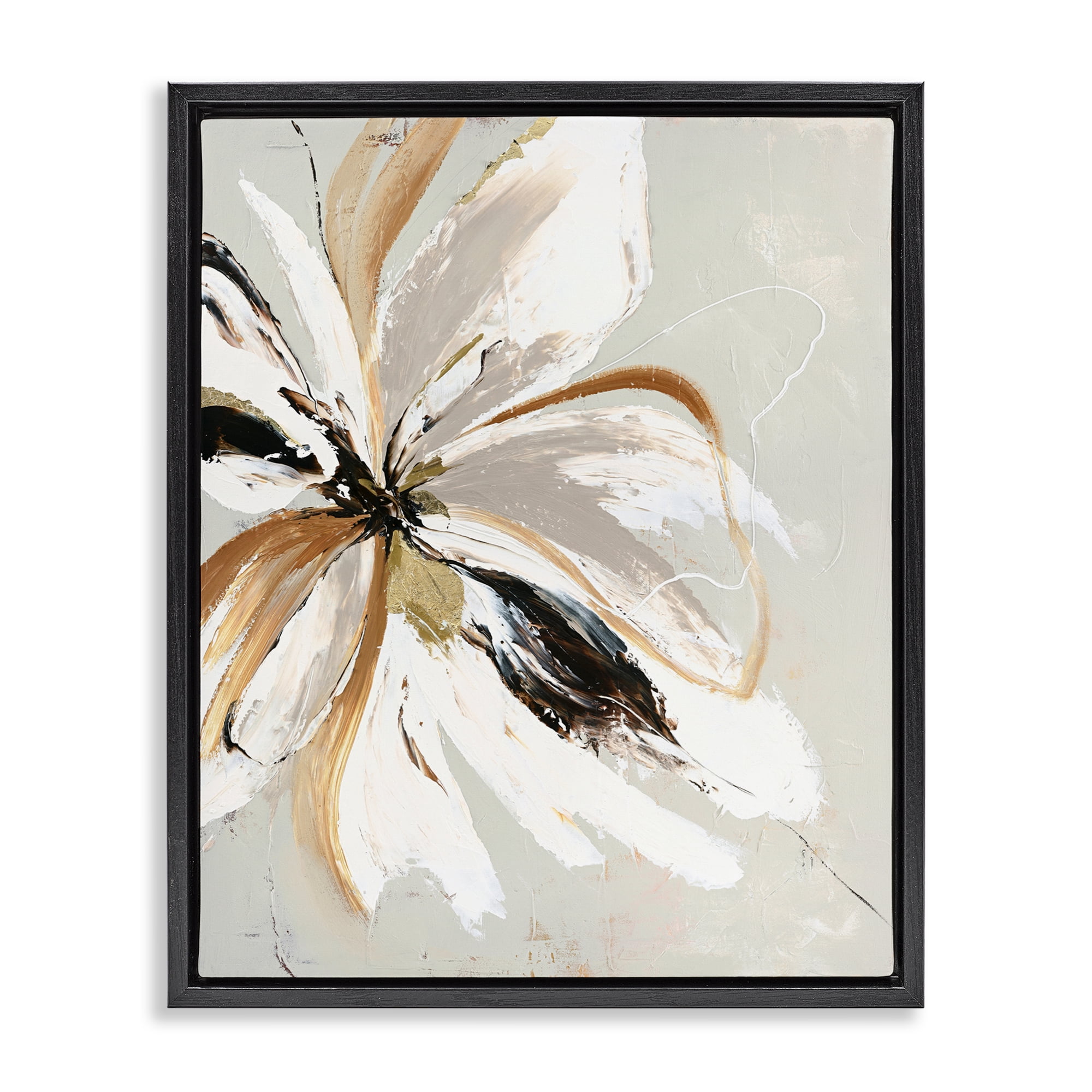 Expressive Cornelia Flower Black Framed Floater Canvas Wall Art, design by Design Fabrikken