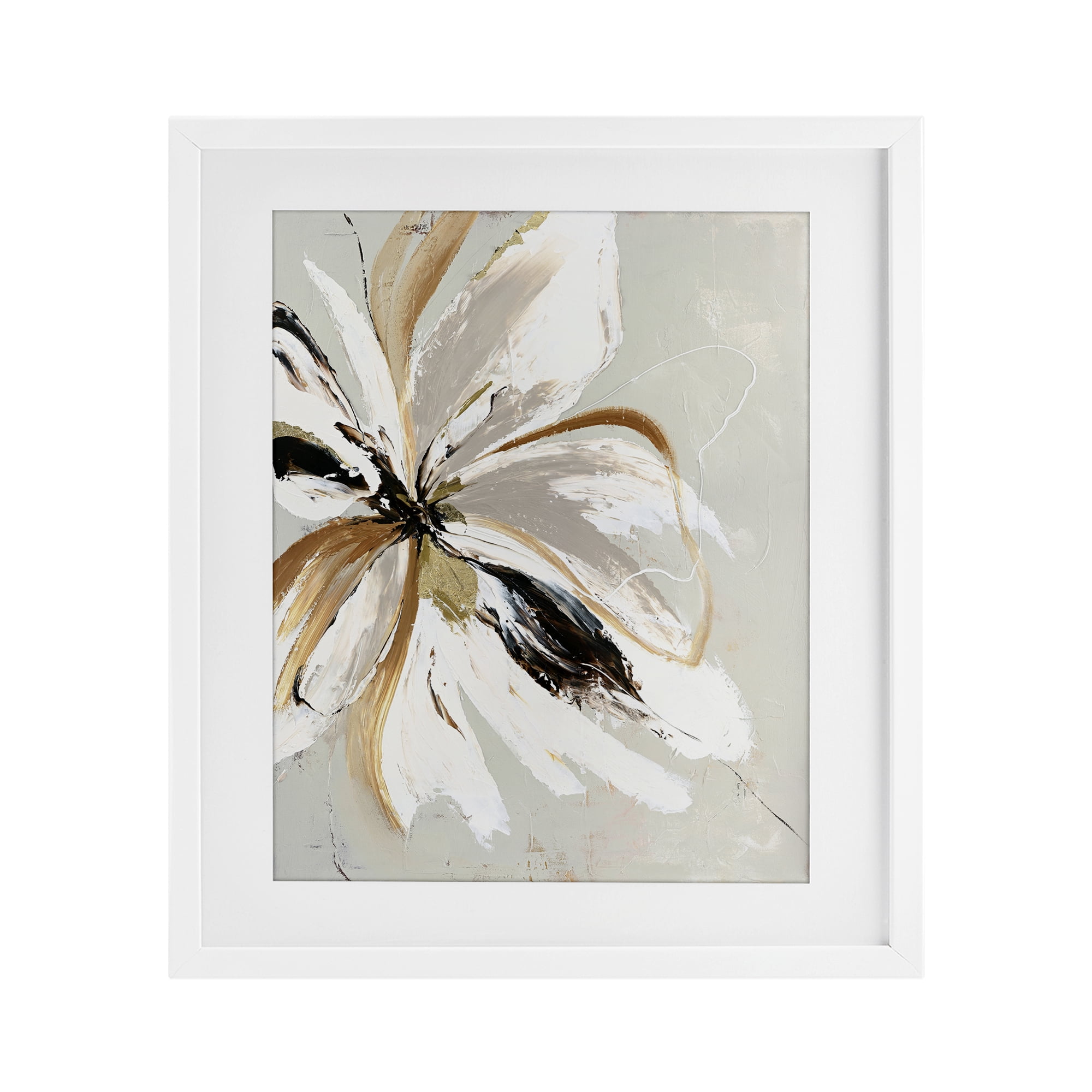 Expressive Cornelia Flower White Framed Print Under Glass, design by Design Fabrikken