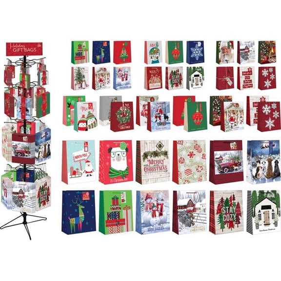 Expressive Design 9081058 Paper Image Christmas Gift Bag, Multi Color - Pack of 96