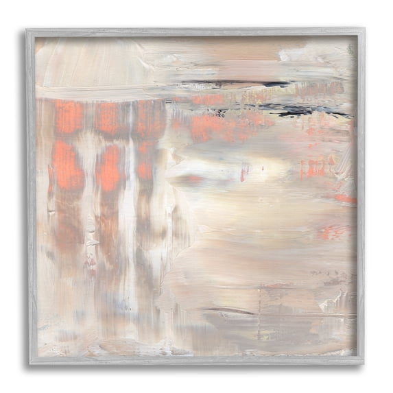 Expressive Dusk Reflection Abstract Soft Warm Earth Tones Abstract Framed Art Print Wall Art, 17x17