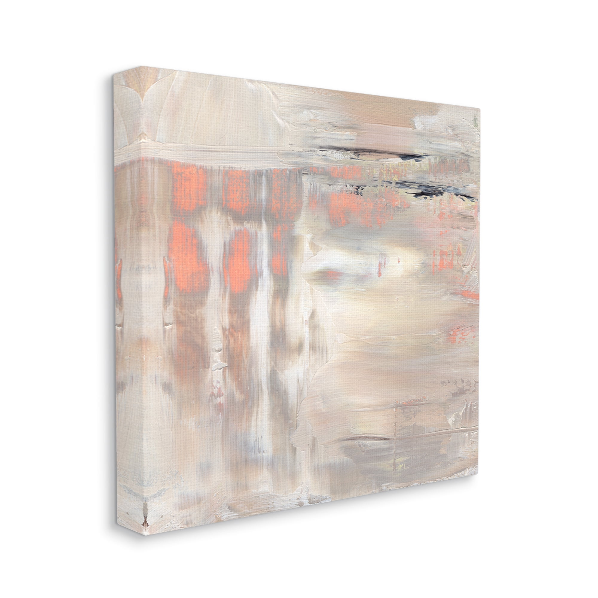 Expressive Dusk Reflection Abstract Soft Warm Earth Tones Abstract Gallery-Wrapped Canvas Print Wall Art, 17x17
