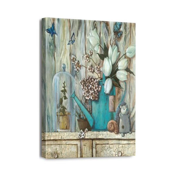 Expressive Floral Wall Art 12X16inch Farmhouse Bathroom Decor with Bath Towel Vase, Charming Canvas Prints to Elevate Your Space