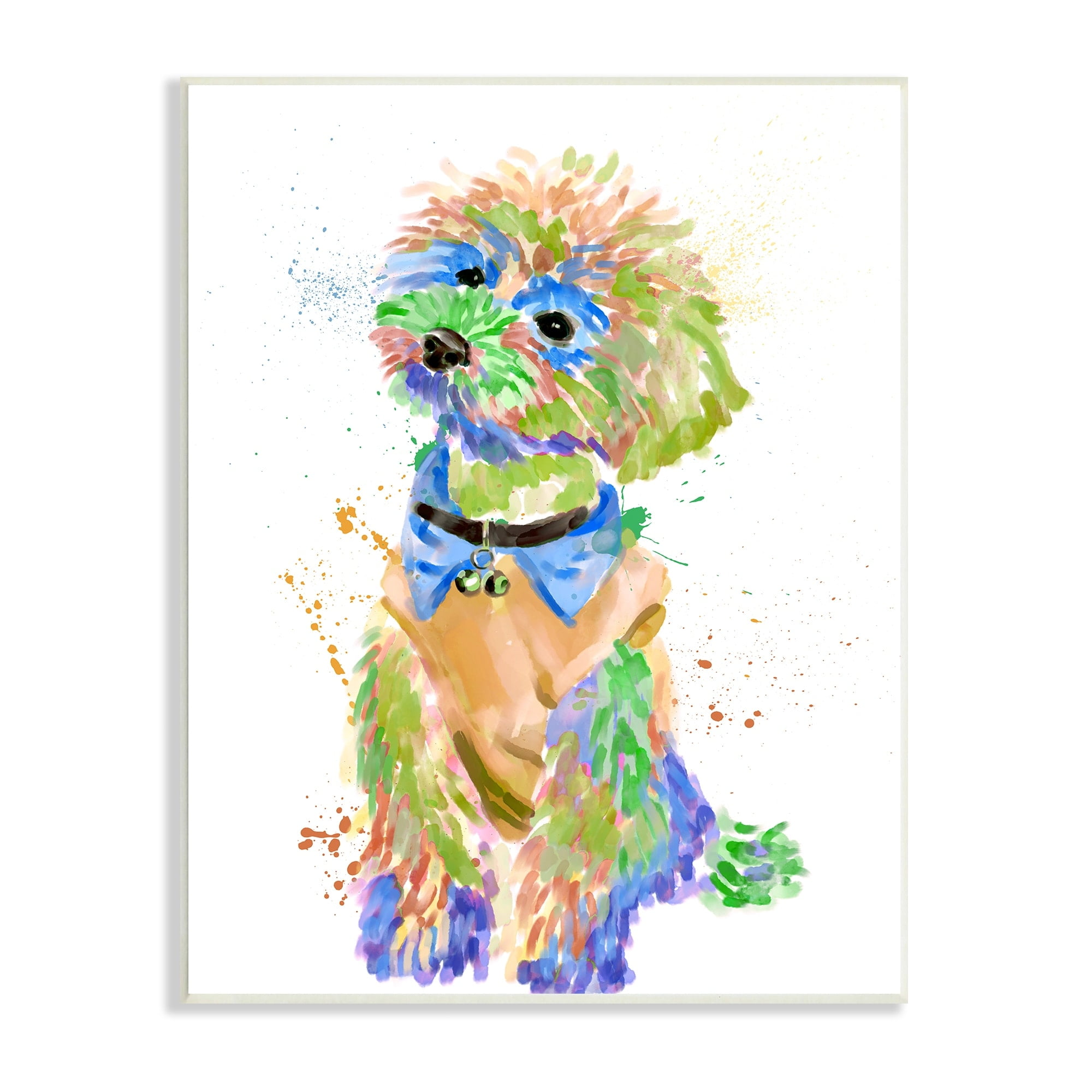 Expressive Fluffy Dog Chic Clothes Abstract Pet Fur 10" x 15" Wood Wall Art
