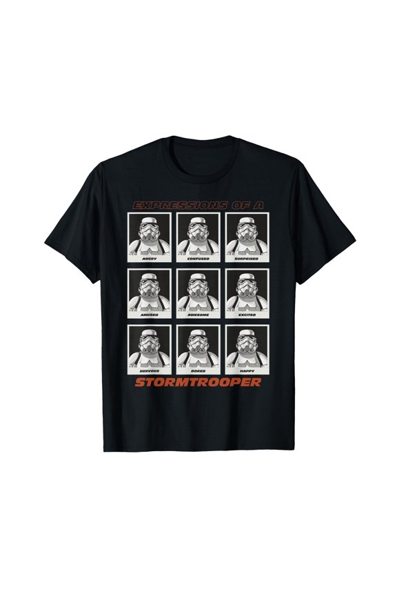 Expressive Stormtrooper Faces Graphic T-Shirt for Fun and Unique Style