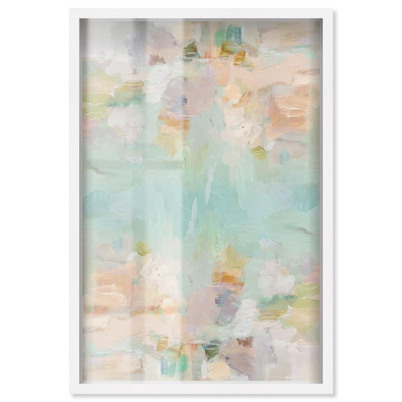 Expressive Swirls Shadowbox Print Green Abstract Art by Art Remedy, White Frame, 10 x 15