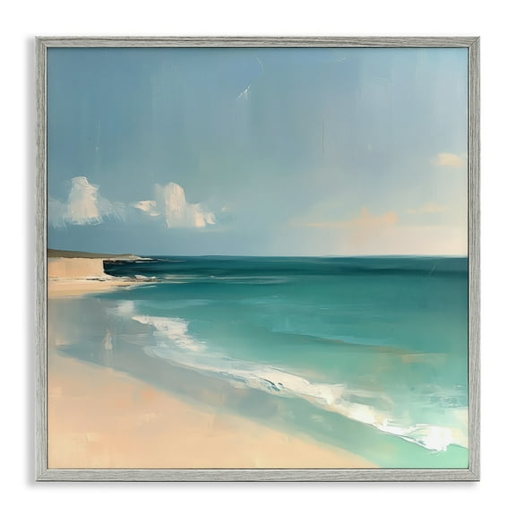Stupell Industries Expressive Turquoise Horizon Gray Framed Giclee Art, design by Annabelle Hall, 12 x 12