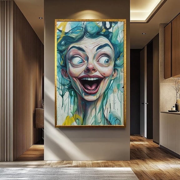 Expressive Weird Pop Art Portrait Poster, Unframed Paper Poster 8x10in