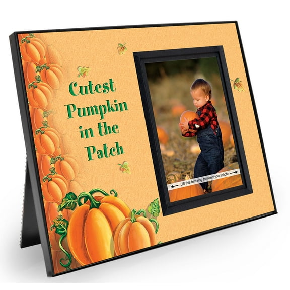 Expressly Yours! "Cutest Pumpkin in The Patch" Fall Picture Frame Keepsake for Tabletop, Holds 3.5 x 5" Photo