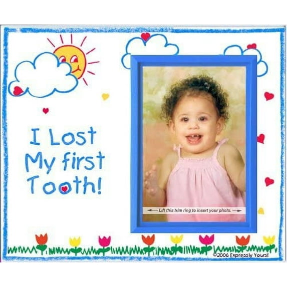 Expressly Yours! "I Lost My First Tooth!" Picture Frame Keepsake Gift with Colorful, Crayola Theme and Innovative Front-Loading Design, Holds 3.5 x 5" Photo