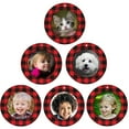 thumbnail image 1 of Expressly Yours! Mini Magnetic Glitter Picture Frame Christmas Ornaments with Photo Protectors, Round Buffalo Plaid, 6-Pack, 1 of 7