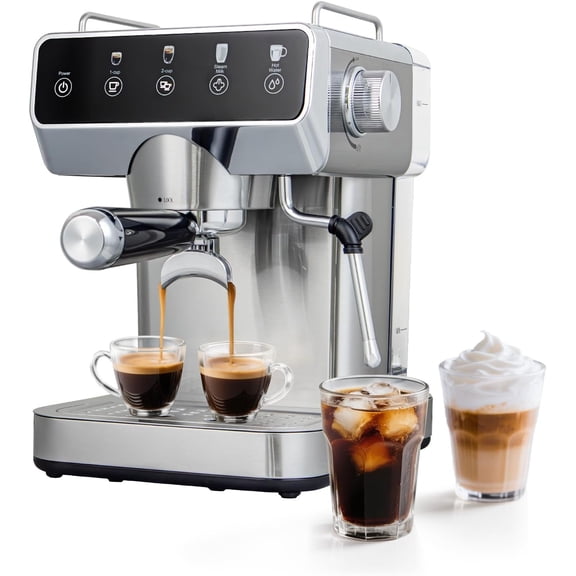 Expresso Coffee Machines with Touchscreen 20 Bar Professional Espresso Maker with Milk Frother & Hot Water, Stainless Steel Coffee Maker for Latte Americano, Cappuccino Machine for Home Office
