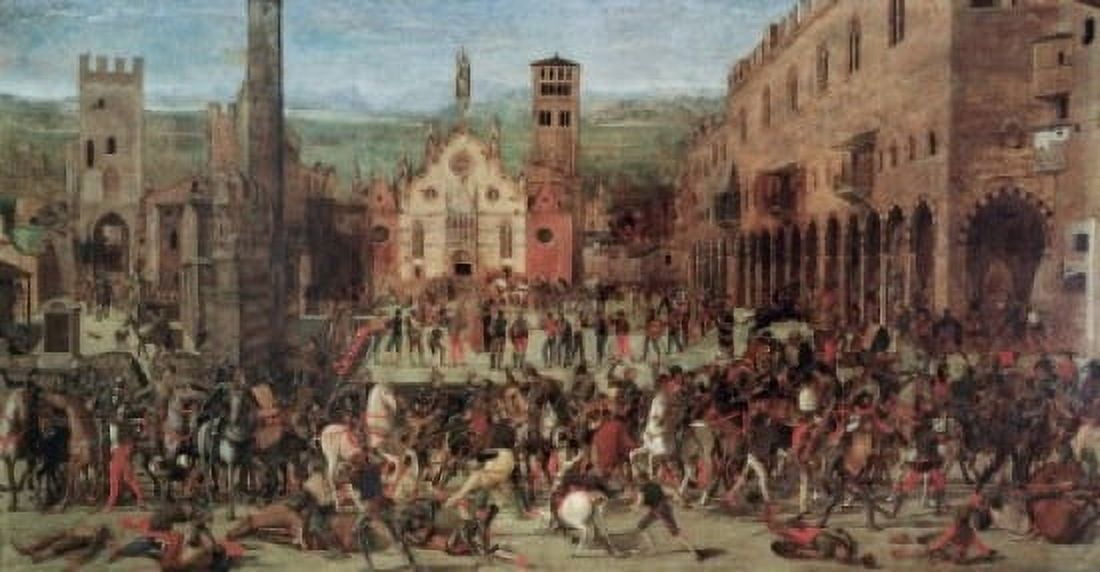 The Expulsion Of The Bonacolsi C 1500 Domenico Morone (ca1442-aft1517 Italian) Oil On Wood Panel Palazzo Ducale Mantua Italy Canvas Art - Domenico Morone (24 x 36)