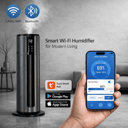 Exquimac 9L Cool Mist Humidifier for Large Rooms, 2.38 Gal Top Fill Humidifier with Smart Humidity Sensor, Remote Control, Sleep Mode & 3 Mist Levels