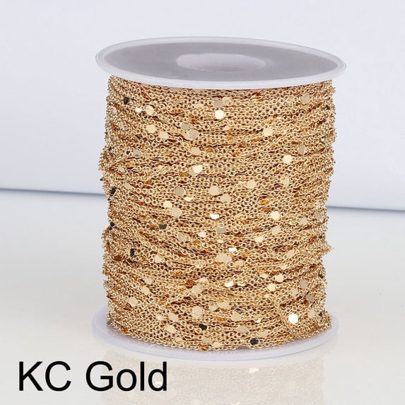 Exquisite 1.5mm Sequins Gold Silver Copper Cable Necklace Components Craft DIY 2M Sequins Chain Findings Jewelry Making KC GOLD