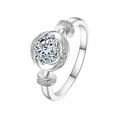 thumbnail image 1 of Exquisite 1 Carat Lab Created Moissanite Rings for Women Round Cut D Color VVS1 925 Sterling Silver Diamond Engagement Rings Ideal Choice for Couple Parties Date Travel, 1 of 7