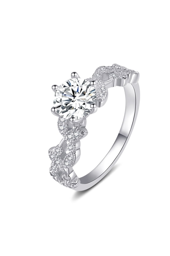 Exquisite 1 Carat Lab Created Moissanite Wedding Rings Women Round Cut D Color VVS1 925 Sterling Silver Diamond Rings Ideal Choice for Couple Parties Date Travel