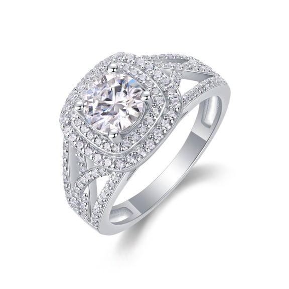 Exquisite 1 Carat Lab Created Moissanite Wedding Rings Women Round Cut D Color VVS1 S925 Sterling Silver Diamond Rings Ideal Choice for Couple Parties Date Travel