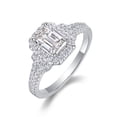 thumbnail image 1 of Exquisite 1 Carat Women's Moissanite Rings Emerald Cut D Color VVS1 925 Sterling Silver Lab Created Diamond Wedding Bands Ideal Choice for Couple Parties Date Travel, 1 of 7