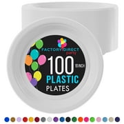 Exquisite 10 Heavy Duty 350 GSM White Disposable Party Plastic Plates - 100 Count