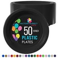 thumbnail image 1 of Exquisite Black 10" Heavy Duty 350 GSM Disposable Plastic Party Plates - 50 Count, 1 of 8
