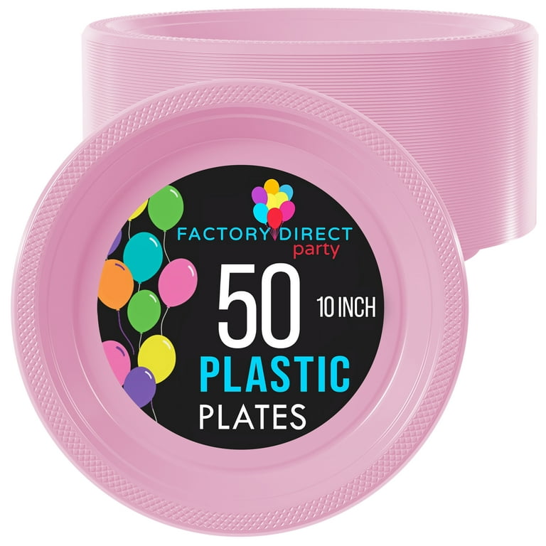 Big Party Pack Pink Plastic Dinner Plates 50ct