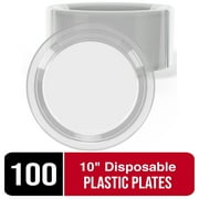 Exquisite 10" Disposable Plates - 100 Count Party Plastic Plates - Clear
