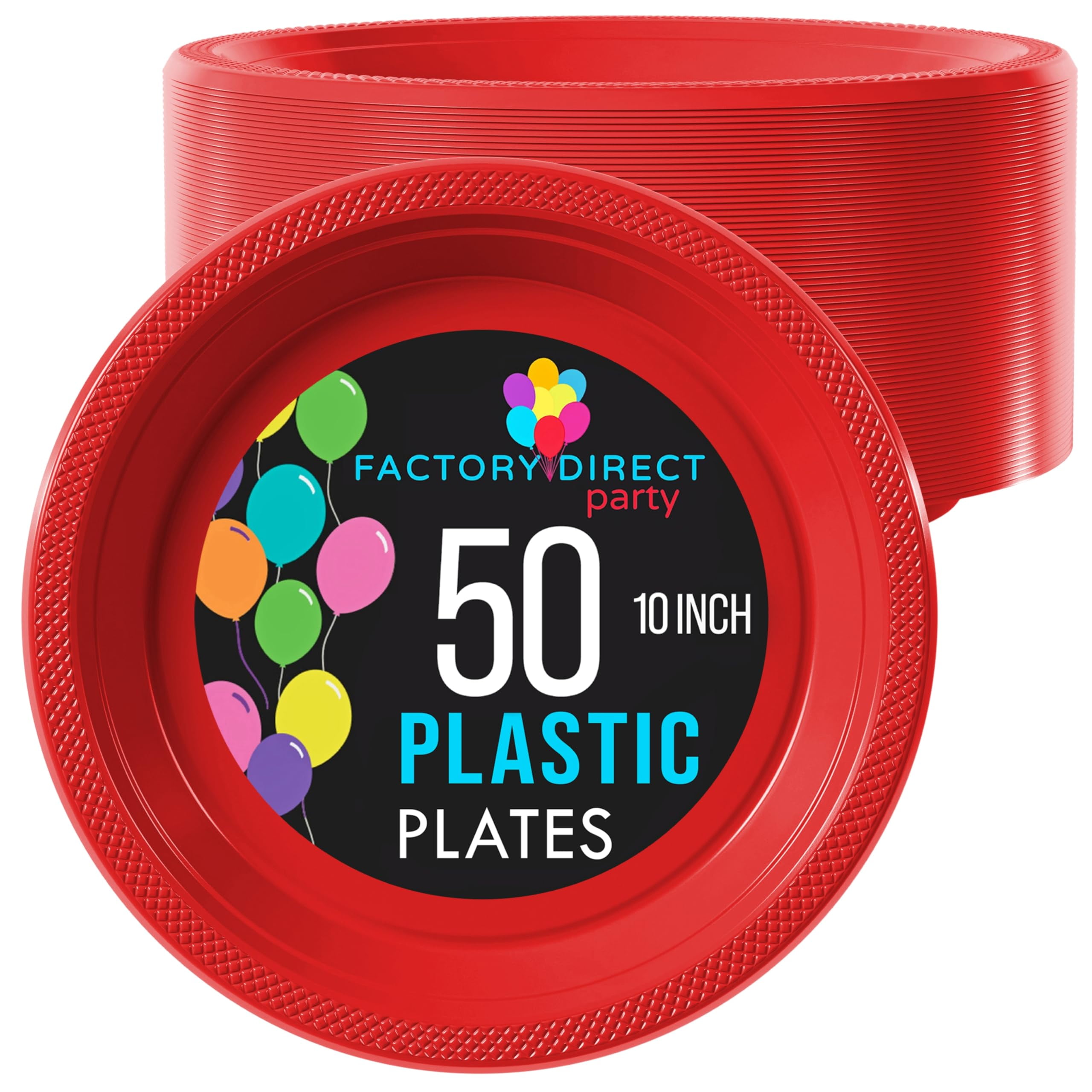 Exquisite 10 Inch. Dinner HYZ01 Red Plastic Disposable, 50 Count Red