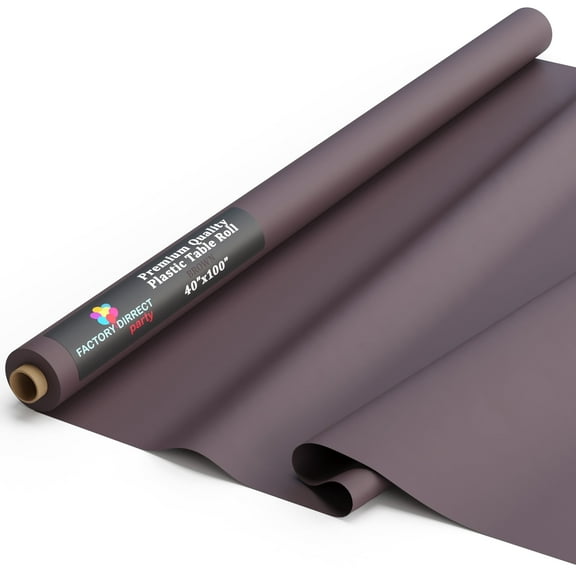 Exquisite 100 ft. x 40 in. Brown Plastic Tablecloth Rolls - Disposable Plastic Table Cover Rolls