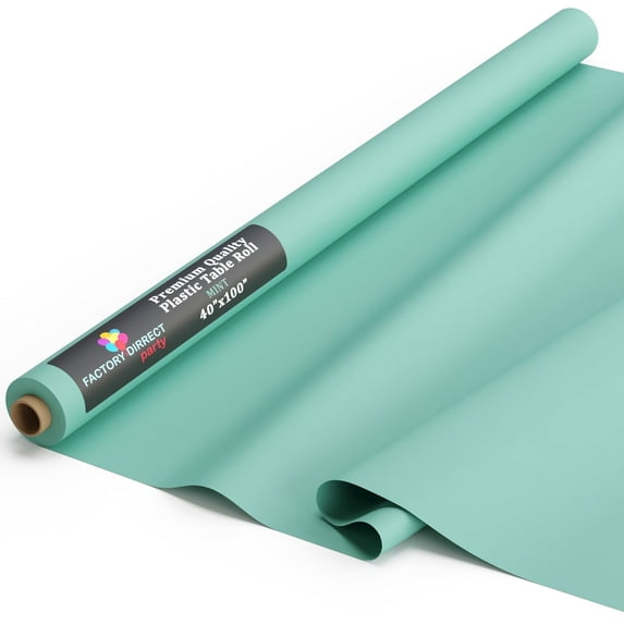 Exquisite 100 ft. x 40 in. Light Mint Plastic Party Tablecloth Rolls - Disposable Banquet Table Rolls